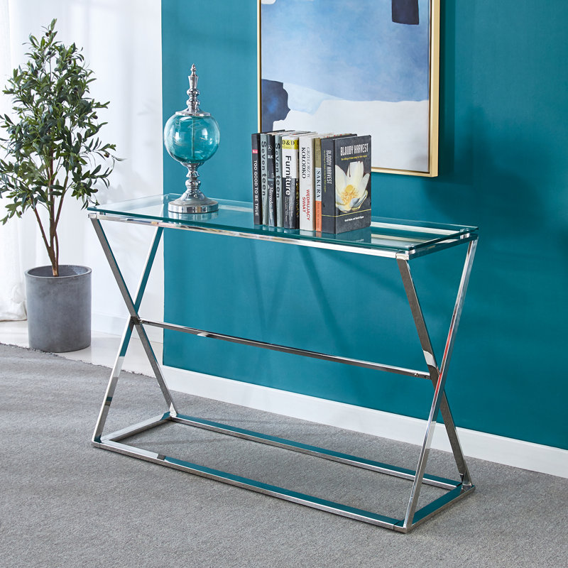 Lowman 120cm Glass Top Console Table