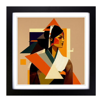 Indian Woman Suprematism - Single Picture Frame Print on Wood