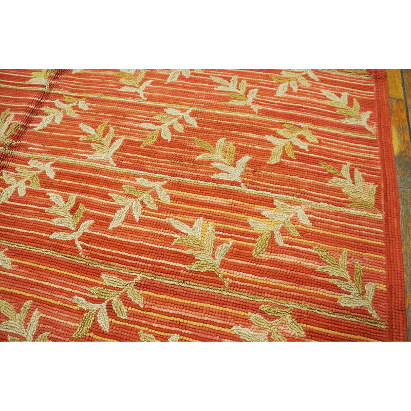 Hand Hooked Wool Floral Area Rug, Rectangle 6' x 9'