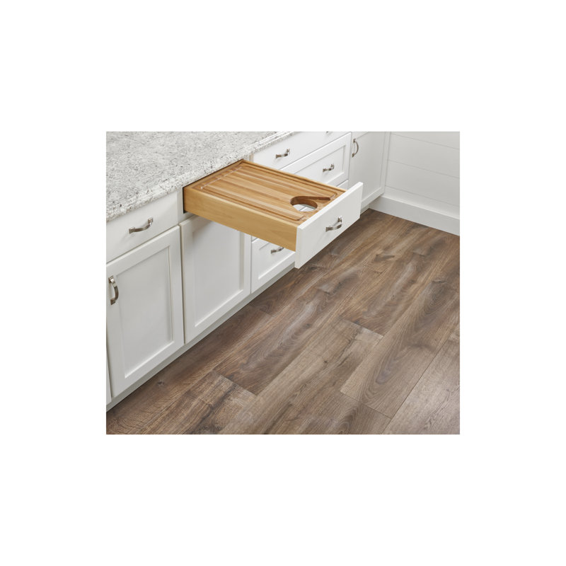 Wood Base Cabinet Cutting Board Drawer Replacement System W/ Soft-Close, 4.31" H x 15" W x 21.75" D