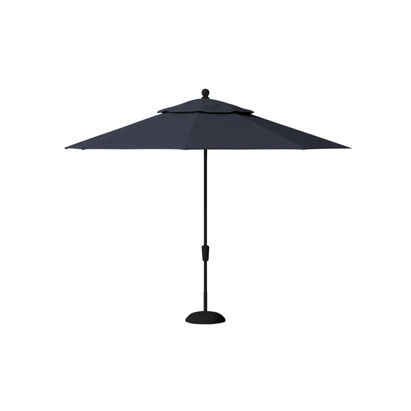 Parasol de marché octogonal à inclinaison automatique 108 po x 108 po Crank, Lin marine, Noir