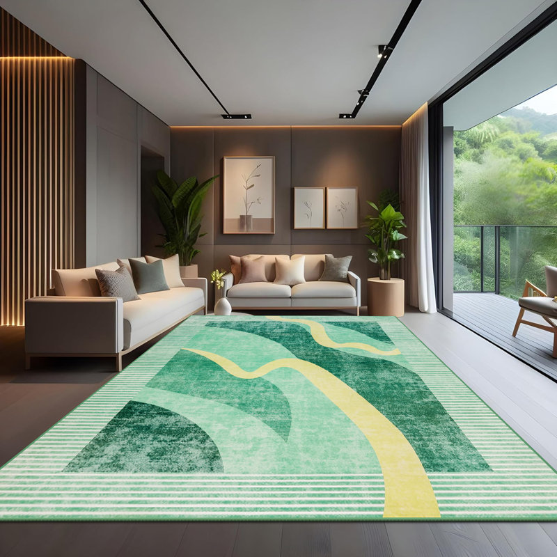 Large Moroccan Area Rug Soft Abstract Farmhouse Rugs For Bedroom Under Dining Table, Rectangle 4' x 6'