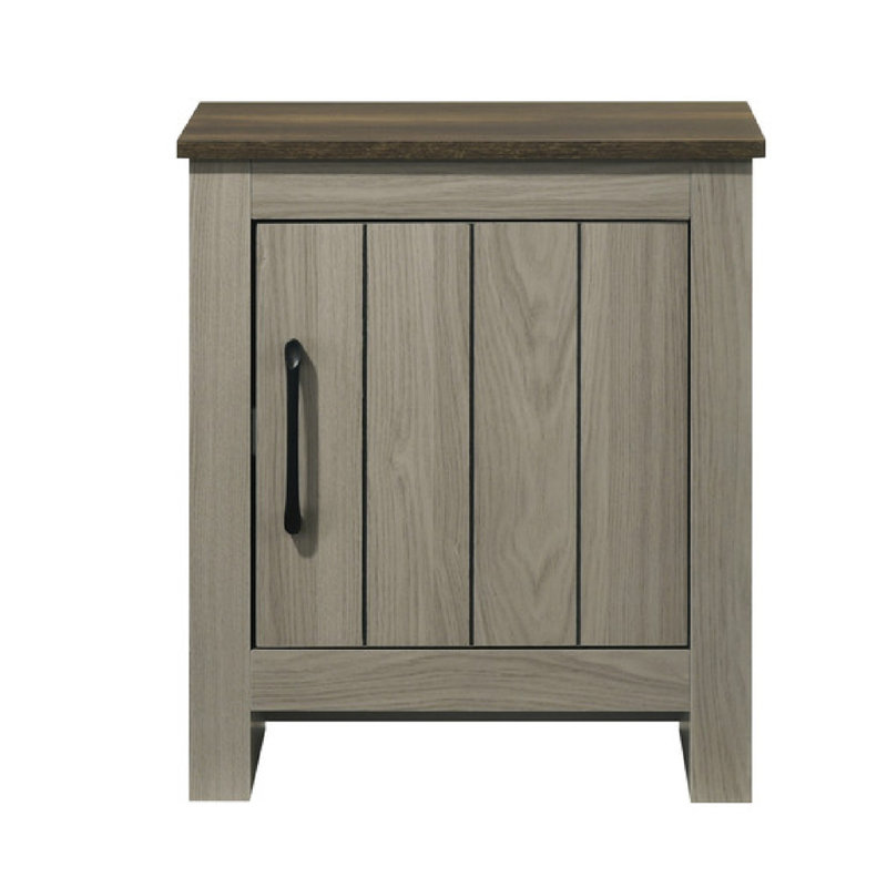 Table de bout avec porte d'armoire Nena, plateau en bois brun, chêne gris 22 po