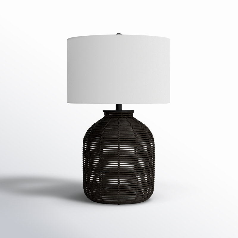 Wicker/Rattan Table Lamp, Black