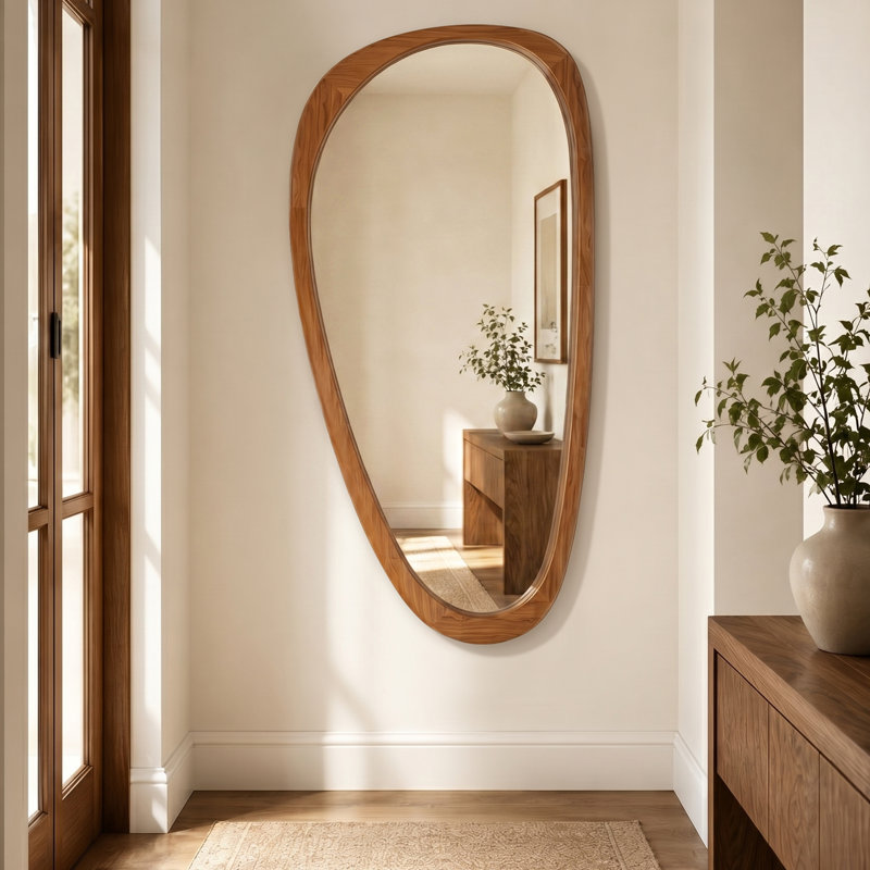 Miroir d'appoint en bois massif, 48 po x 24 po, Noyer chaud