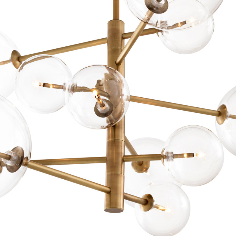 Lustre 12 lumières Argento, Laiton, H 91 po x l 35 po x P 35 po