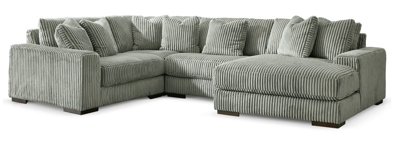 Canapé modulaire 4 pièces avec méridienne Lindyn, Orienté à droite