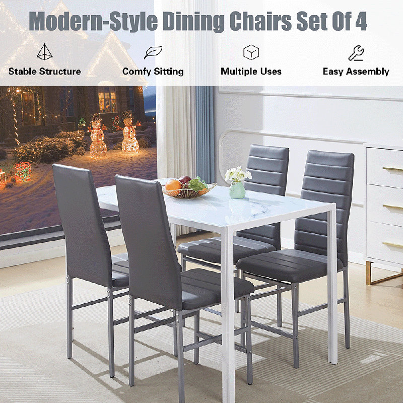 4 - Person Dining Set, Dark Grey, White