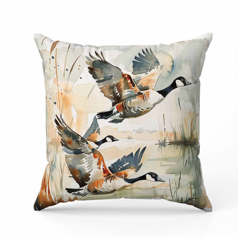 Coussin Three Oies, Bleu, Carré 26 po