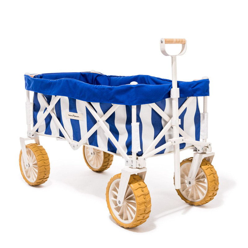 Folding Beach Cart, Blue/White