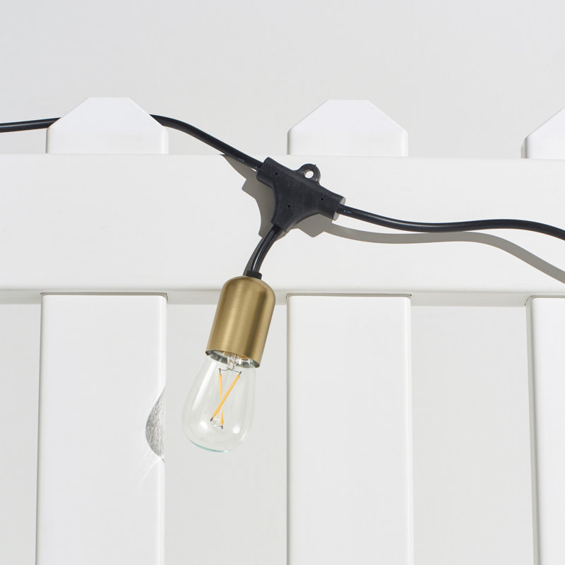 Guirlande lumineuse d'extérieur à DEL 48 pi avec 15 ampoules S14 blanc chaud, résistant aux intempéries et cordon de qualité commerciale Ambiance Glow