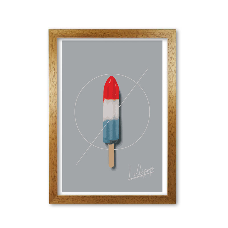Ice Lolly - Print, Honey Oak Frame, 60 cm H x 42 cm W x 5 cm D