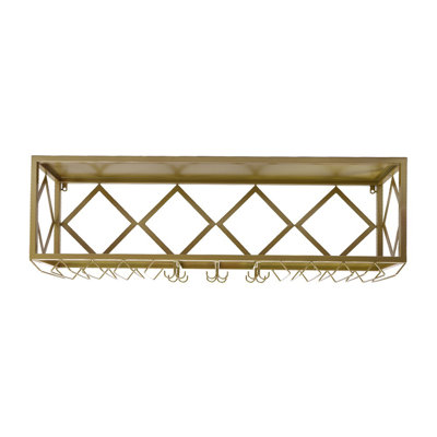 Radoslaw Multifunctional Rectangular Industrial Wall Mounted Wine Bottle & Glass Rack