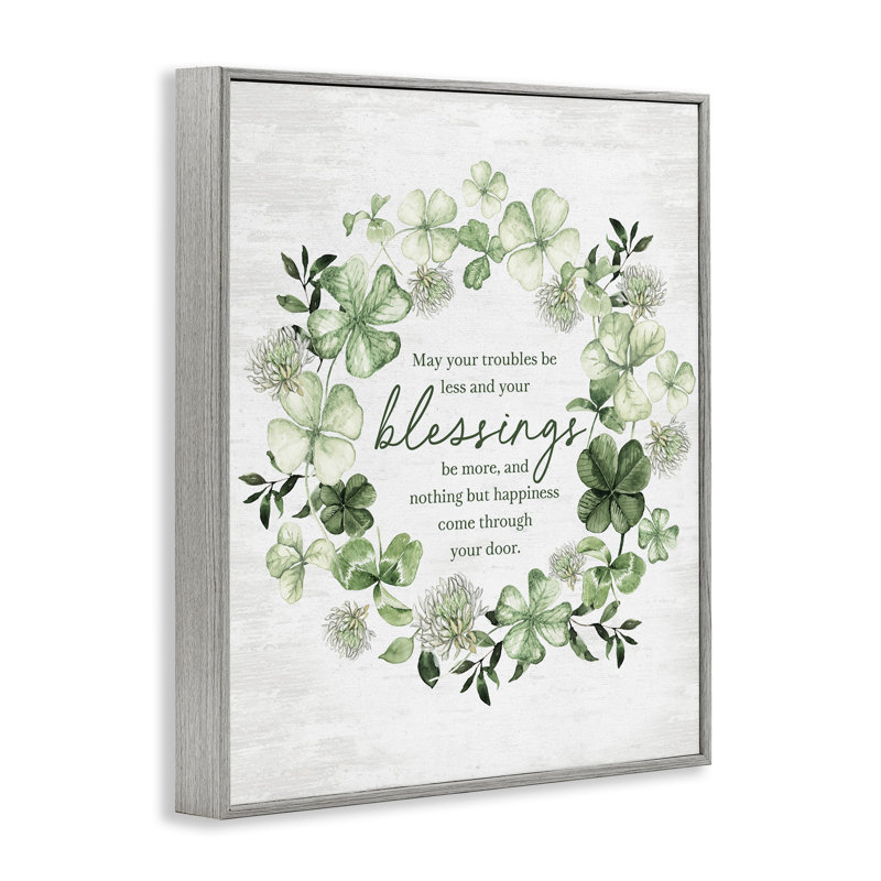 Bb-592-Framed " Irish Proverb Wreath " by Lettered And Lined, Farmhouse Grey Framed Giclee, 30" H x 24" W x 1.5" D
