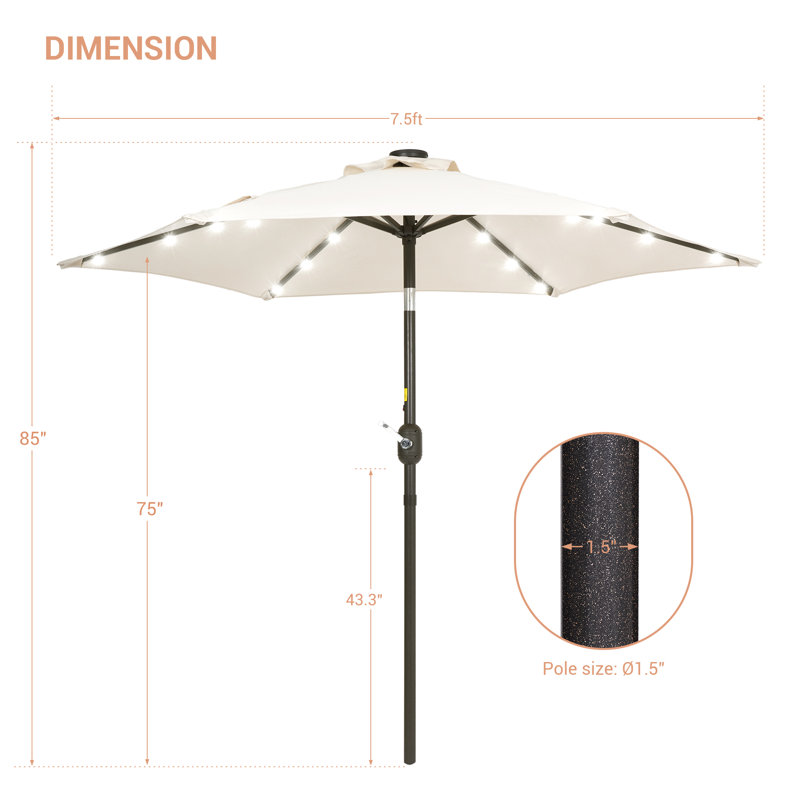 Parasol de marché éclairé 90 po Scheibe, Beige