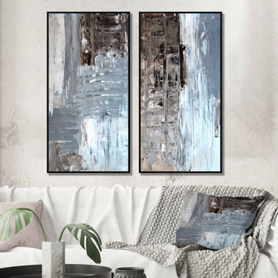 " Colorfields In Shades Of Gray And Brown " 2 - Pieces