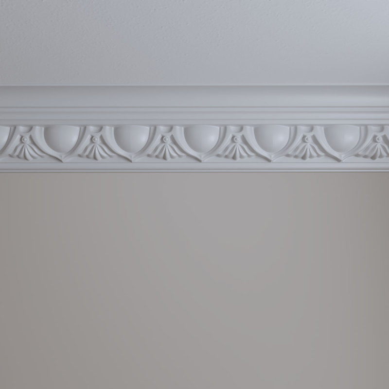 White Polyurethane Traditional Crown Moulding 7 3/8"H x 12"L