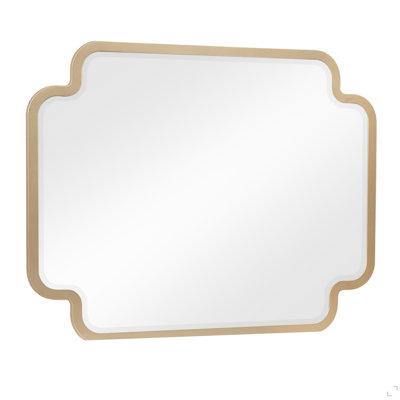 Miroir de chambre moderne Lexington en beige avec cadre sculpté et accents dorés (commode non incluse)