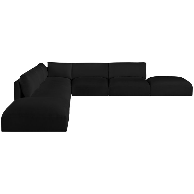 Canapé modulaire réversible de large de 150 po avec repose-pieds Hubband, Tissu de polyester noir