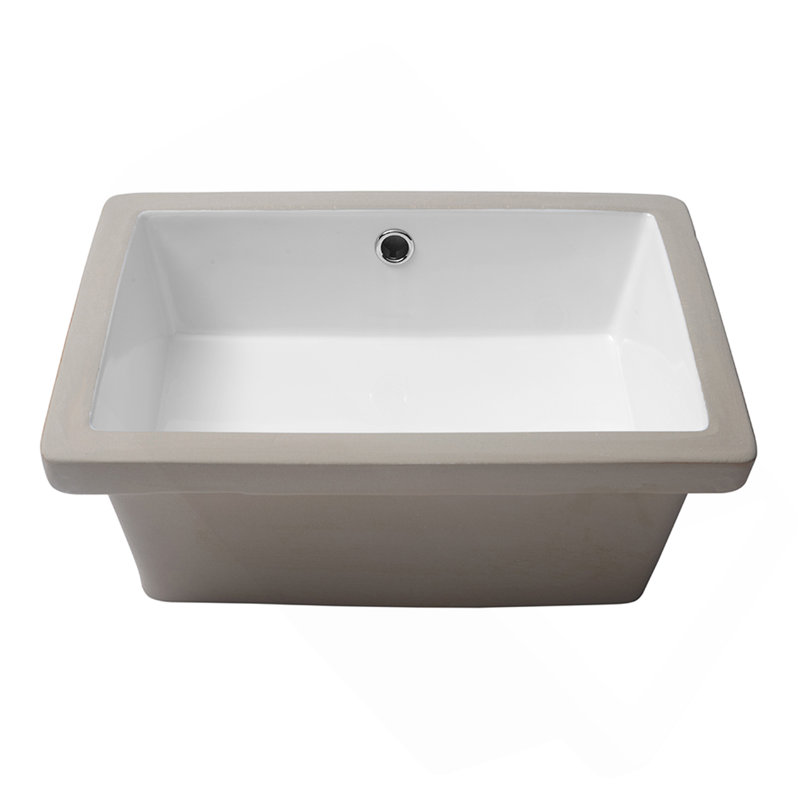 Lavabo de salle de bain rectangulaire encastré en céramique blanche 18 "x 12" avec trop-plein
