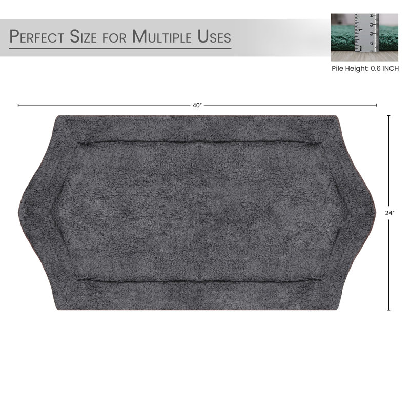Tapis pour salle de bain Morissette, L 24 po x L 40 po, Gris