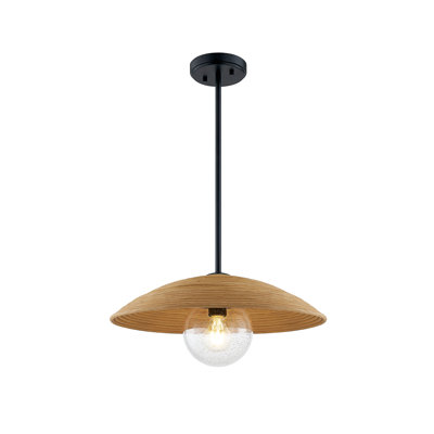 Luminaire suspendu en rotin Caribe - noir mat - abat-jour en rotin