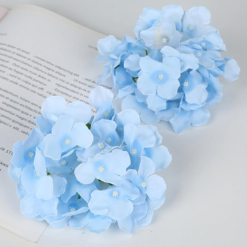 30 Pcs Light Blue Silk Hydrangea Heads
