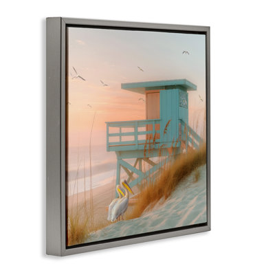 «Coastal Charm Beach Hut», art mural encadré par Steve Hunziker