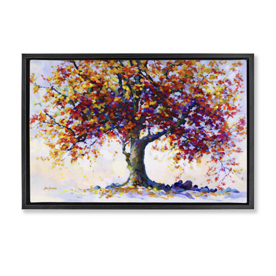 Heartfelt Hues Tree Black Framed Floater Canvas by Leon Devenice