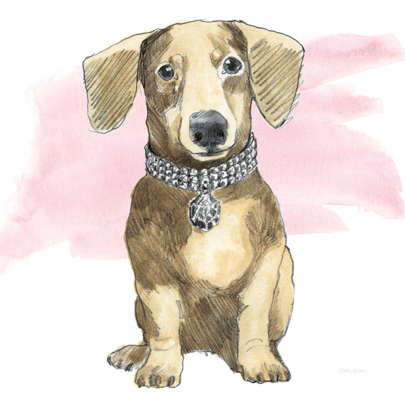 Glamour Pups IX On Pink - Wrapped Canvas Painting, 30cm H x 30cm W x 3.8cm D