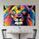 «Vibrant Lion», art abstrait sur toile, décor de lion 1P