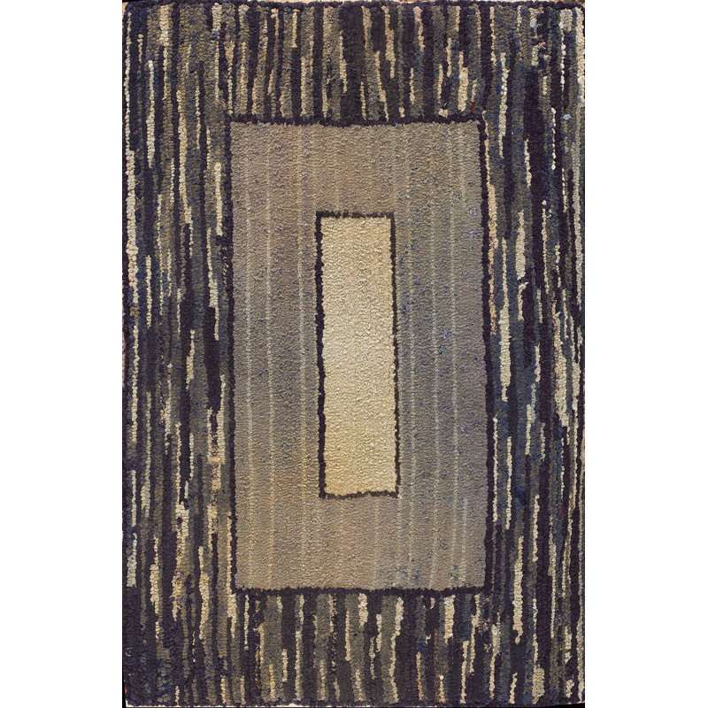 Wool Geometric Area Rug in Gray