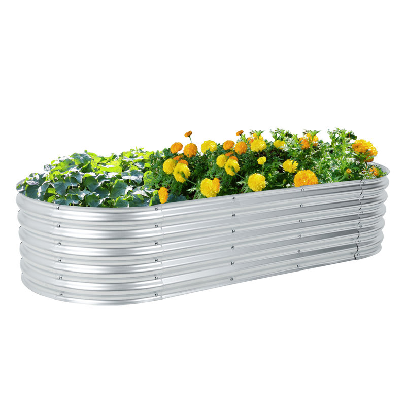 Galvanized Raised Garden Bed Silver, 17" H x 78.7" W x 32" D