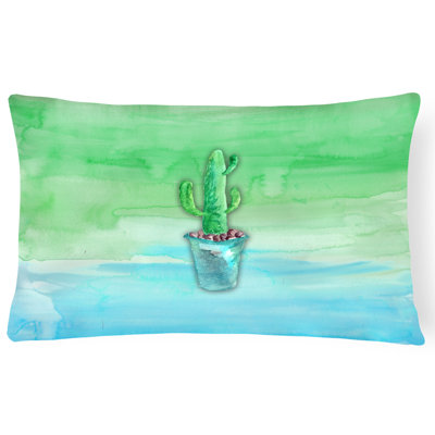 Coussin lombaire rectangulaire en aquarelle de cactus