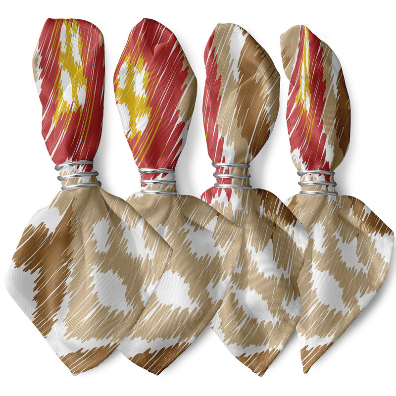 Mallery Polyester Ikat Square Napkin, Taupe