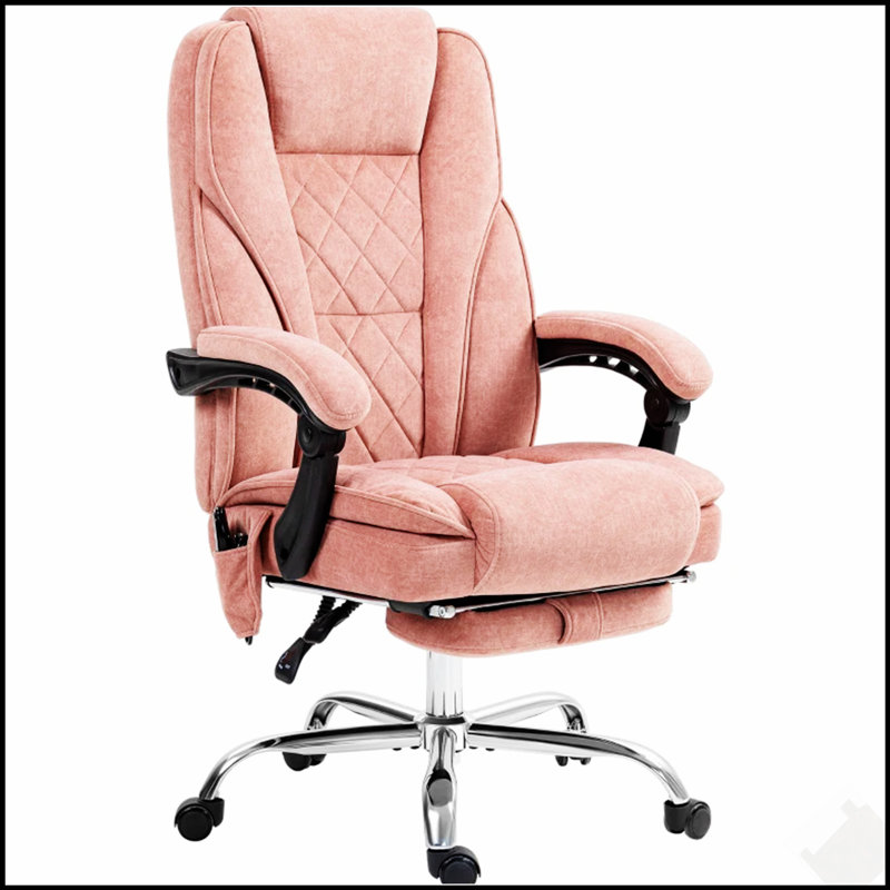 Chaise de bureau de massage chauffante inclinable avec hauteur réglable et repose-pieds, parfaite pour le confort et la productivité