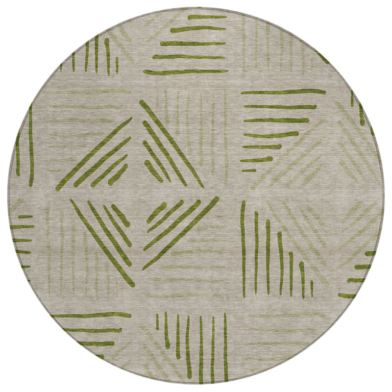 Machine Washable Indoor/Outdoor Chantille ACN2413 Geometric Rug, Round 8'
