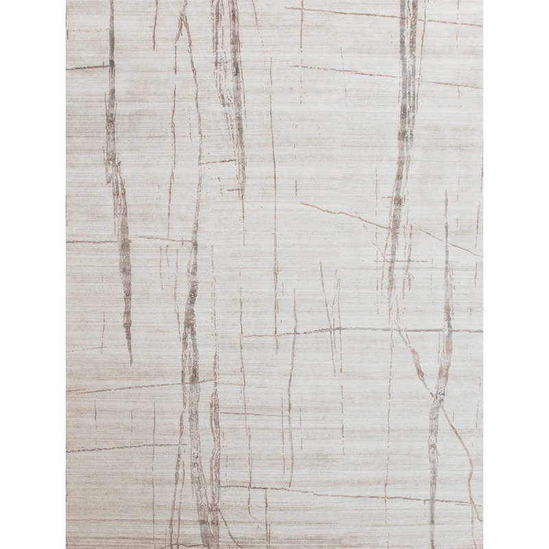 Tapis beige et naturel de haute qualité noué à la main, Rectangle de 5 pi x 8 pi