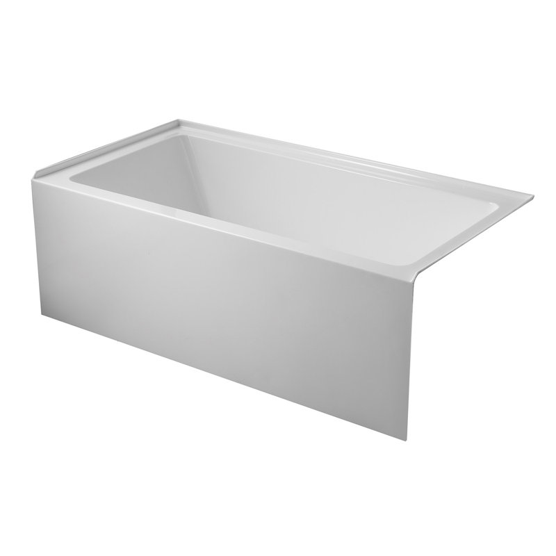 Kingston Brass Aqua Eden 60-Inch Acrylic Rectangular 3-Wall Alcove Tub with Anti-Skid Surface, Right