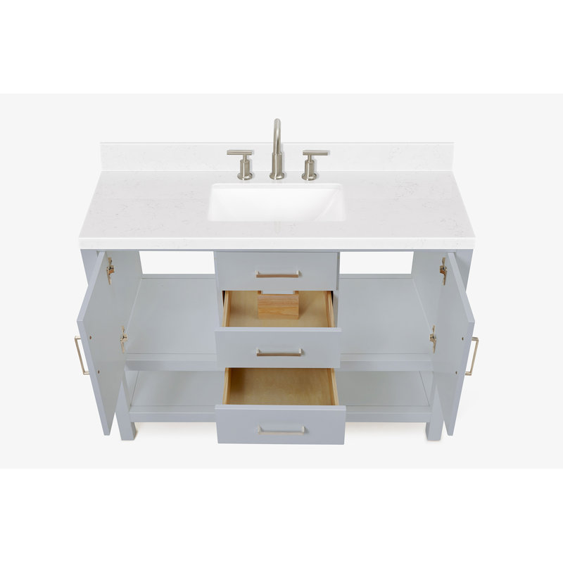 Meuble-lavabo simple avec plateau ARIEL Moille 48, Gris, Rectangular