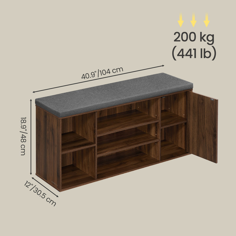 Banc de rangement pour 10 paires de chaussures, assemblage sans outils Superfast, Noyer