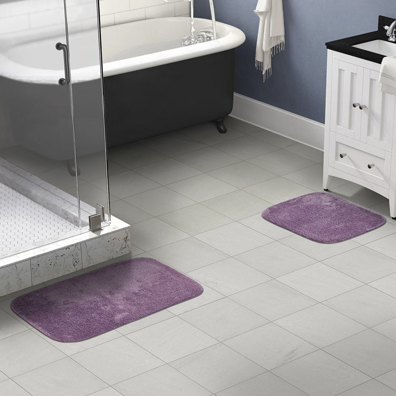 Ensemble de tapis de bain en nylon 2 pièces avec envers antidérapant Billy-Dean, Mauve