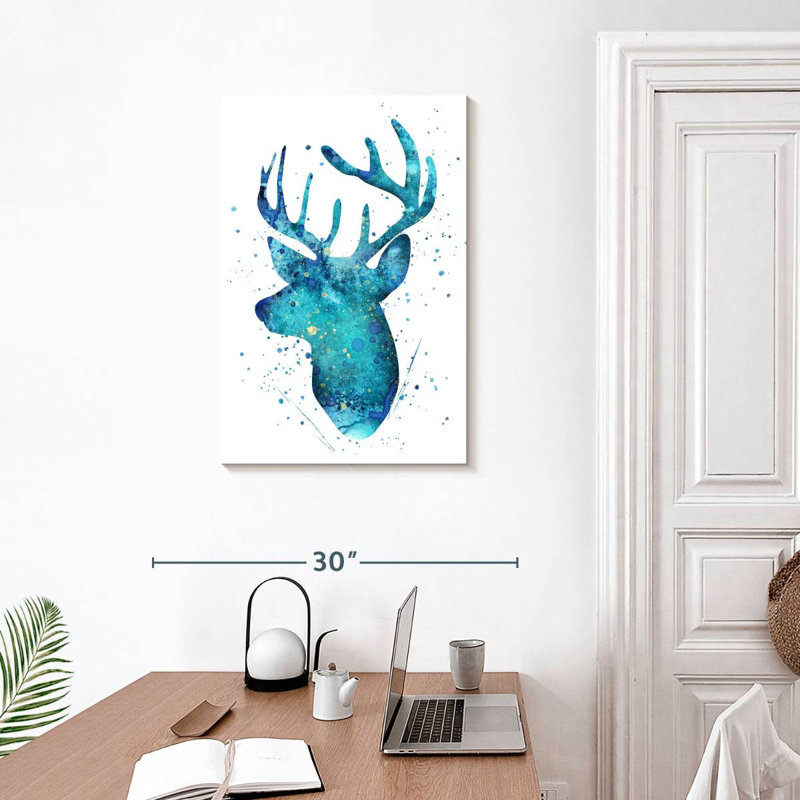 Cerf Brampt turquoise, H 30 po x l 20 po