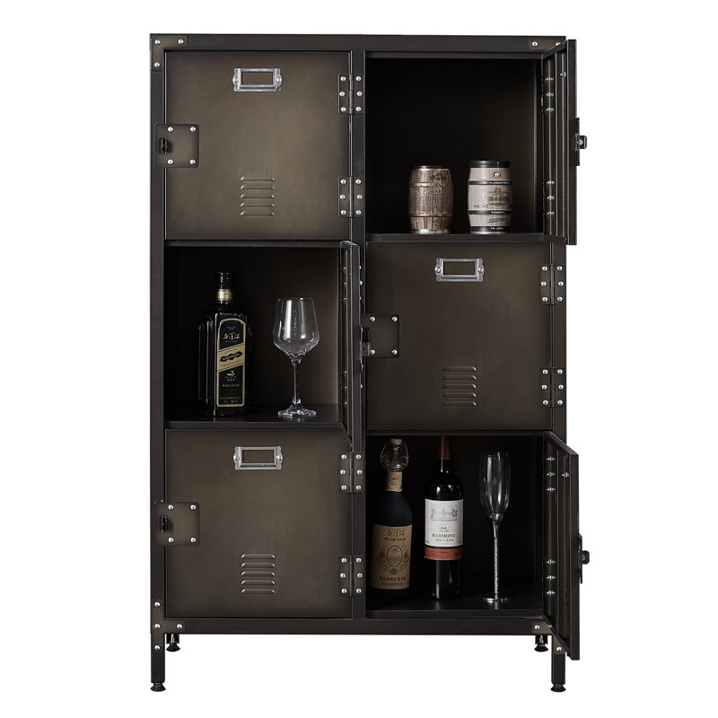 Aleyah 29.5 Inch Wide Metal Steel Retro Cabinets Storage Locker with 6 Doors and Adjustable Feet