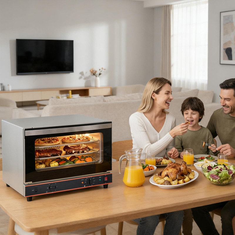 Half-Size Convection Toaster Oven – 22L, 3-Tier, Air Fry, 1440W, 30°C–300°C, Stainless Steel