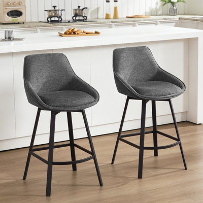 Tabouret de comptoir pivotant de 25,6 po avec structure en métal Absalom
