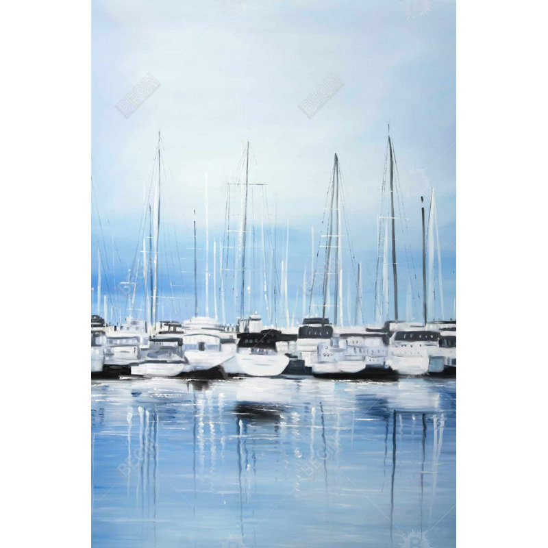 Bateaux à quai - Toile marine pour décoration intérieure