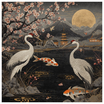 Cherry Blossom Cranes Bath Mat