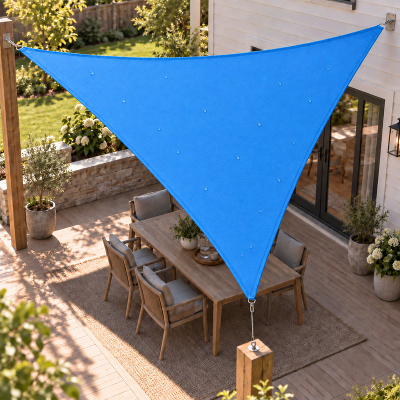 Toile d'ombrage triangulaire, 12 pi x 12 pi, Bleu