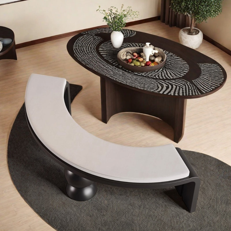 Creative Curved Multi-functional Soft Bench, 17.71" H x 74.01" W x 11.81" D